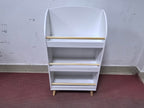 Kids Bookshelf 3-Tier White Book Organizer with Toy Storage, MDF and Pine Wood Legs | Premium Home Decor - Grand Goldman