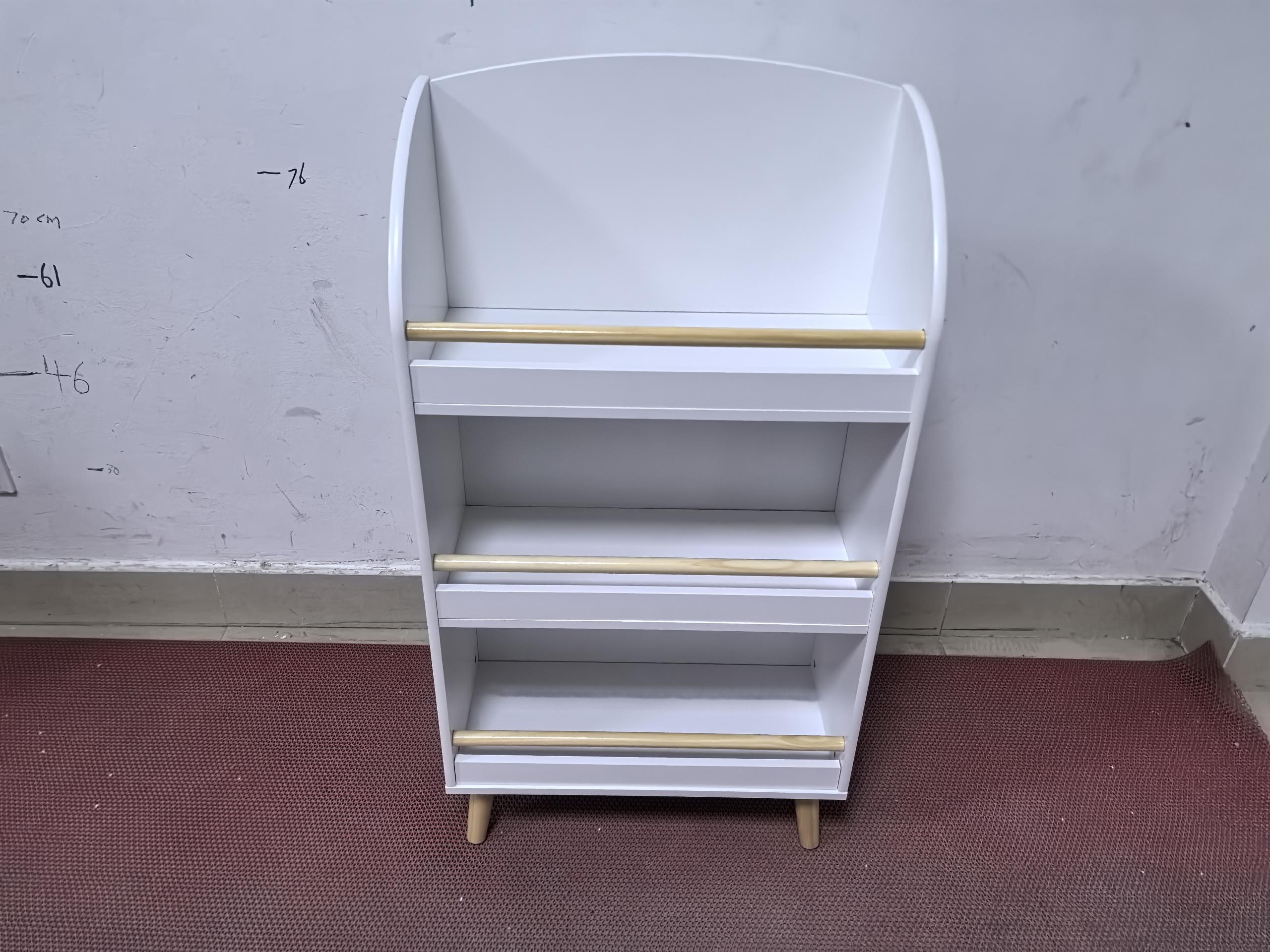 Kids Bookshelf 3-Tier White Book Organizer with Toy Storage, MDF and Pine Wood Legs | Premium Home Decor - Grand Goldman