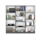 Lainor 3 Piece Home Bookcase set, 74' Wide with 13 Shelves ,  Living Room Set Set Matt Gray - White | Premium Home Decor - Gr