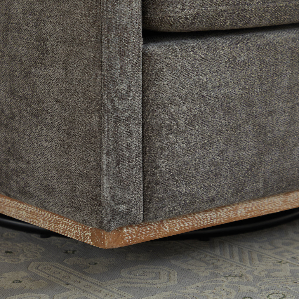Modern Square Upholstered Swivel Accent Chair with Chenille Fabric, Charcoal, 30.7'W - Grand Goldman Shop
