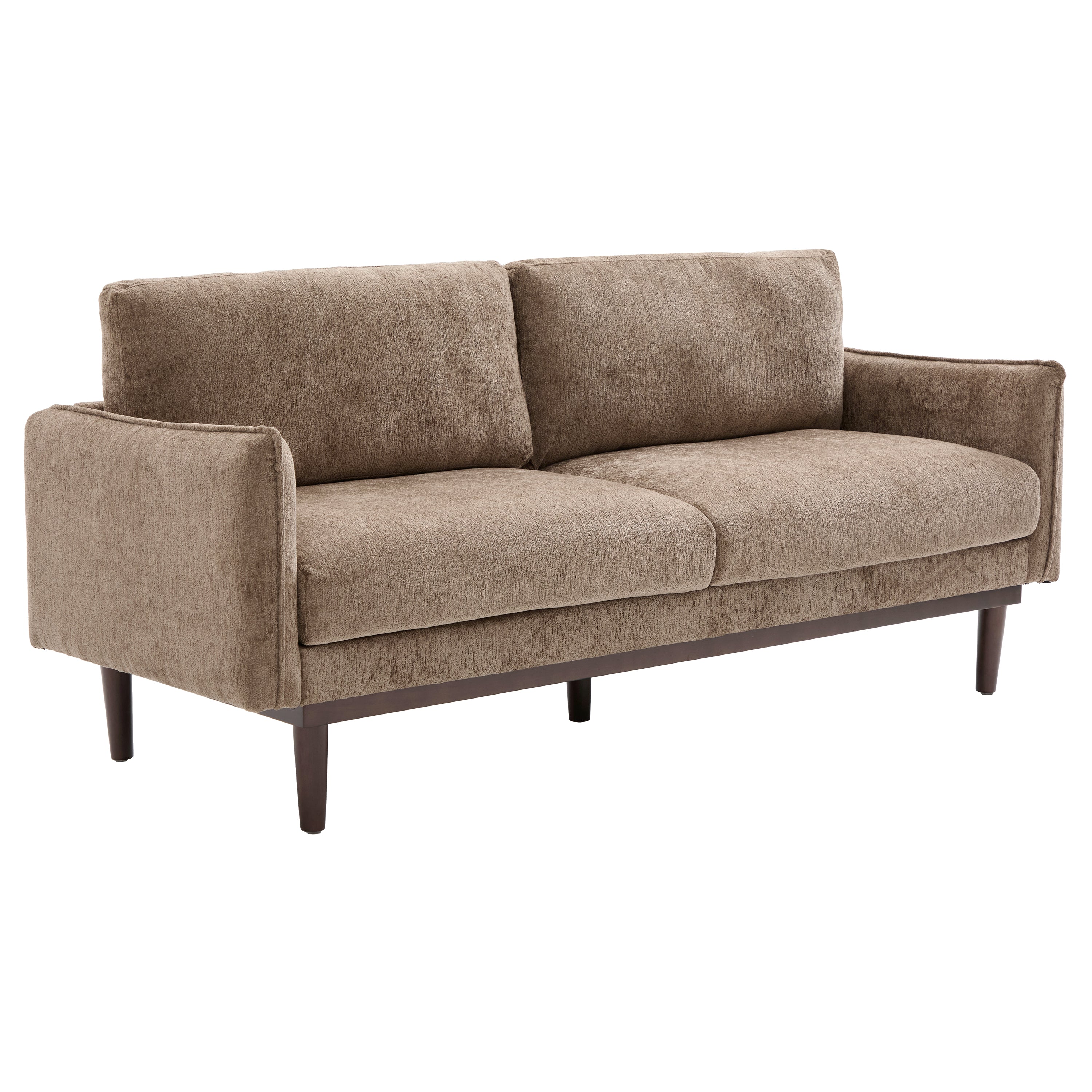 Modern Style Loveseat Sofa 75.75' with Spacious Seating, Brown Chenille Upholstery, Rubber Wood Legs, 2-Seater Couch - Grand Goldman Shop