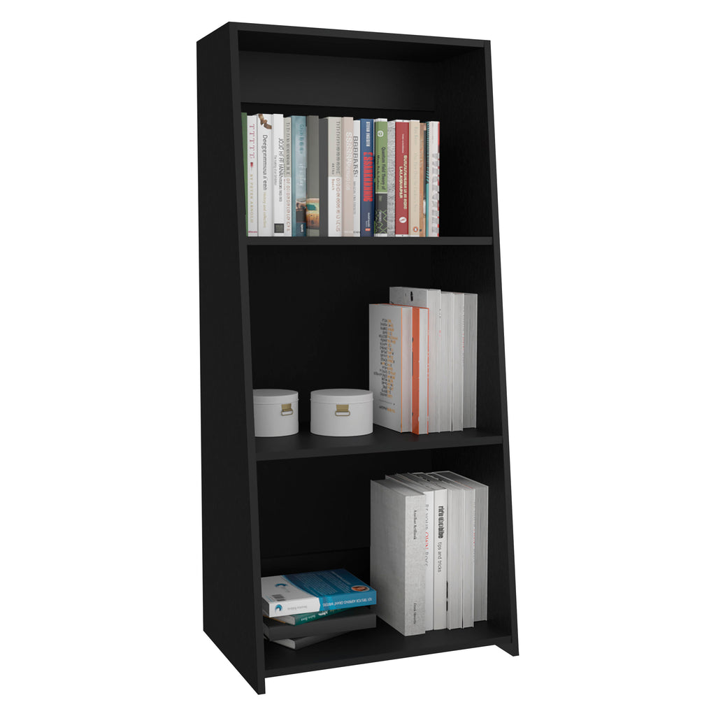 Note 47' Tall Three-Tier Ladder Bookcase Black | Premium Home Decor - Grand Goldman