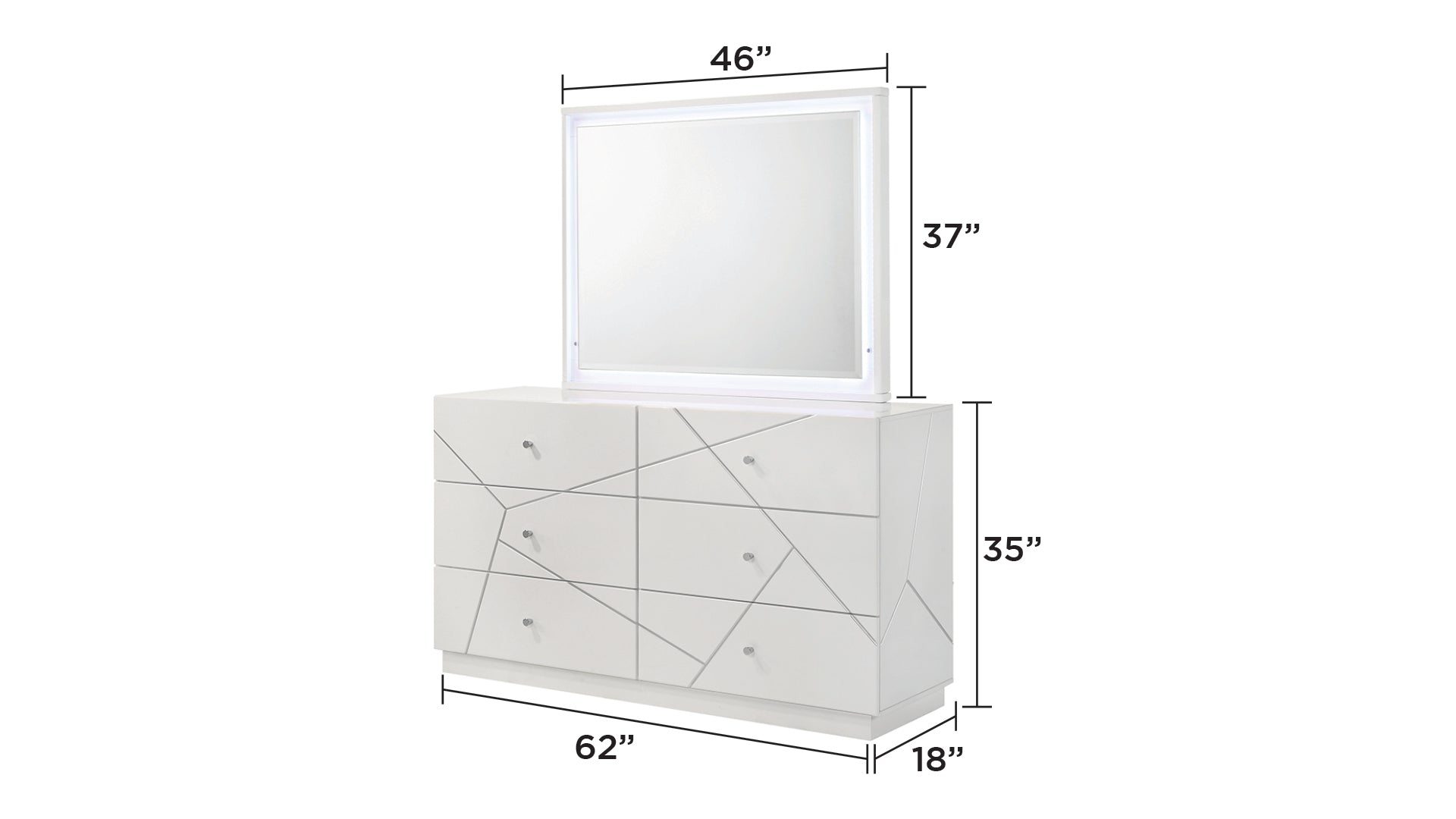 Manhattan Queen 5-Piece Bedroom Set – Modern Design with Lacquer Finish, Geometric Accents, and LED Lighting - Grand Goldman Shop