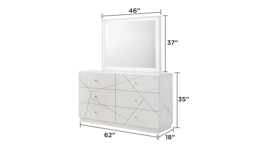 Manhattan Queen 4-Piece Bedroom Set – Modern Design with Lacquer Finish, Geometric Accents, and LED Lighting - Grand Goldman Shop