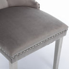 A&A Furniture,Nikki Collection Modern, High-end Tufted Solid Wood Contemporary Velvet Upholstered Dining Chair with Chrome Stainless Steel Plating Legs,Nailhead Trim,Set of 2,Gray and Chrome, SW1701GY - Grand Goldman Shop