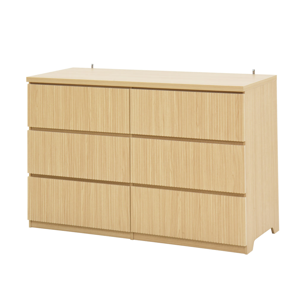 6 Drawer Storage Cabinet ,Dresser, Wood Storage Tower Clothes Organizer with Wavy drawer panel, Wide Chest of 6 Drawers, Large Storage Space for Bedroom, Hallway, Entryway Living Room Natural - Grand Goldman Shop