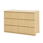 6 Drawer Storage Cabinet ,Dresser, Wood Storage Tower Clothes Organizer with Wavy drawer panel, Wide Chest of 6 Drawers, Large Storage Space for Bedroom, Hallway, Entryway Living Room Natural - Grand Goldman Shop