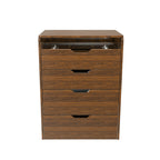 3-in-1 Vanity Desk with Lighted Mirror & Stool, Flip Top Makeup Dressing Table in Walnut Finish, Compact Storage for Bedroom, Bathroom, Dressing Room, 23.62'L - Grand Goldman Shop