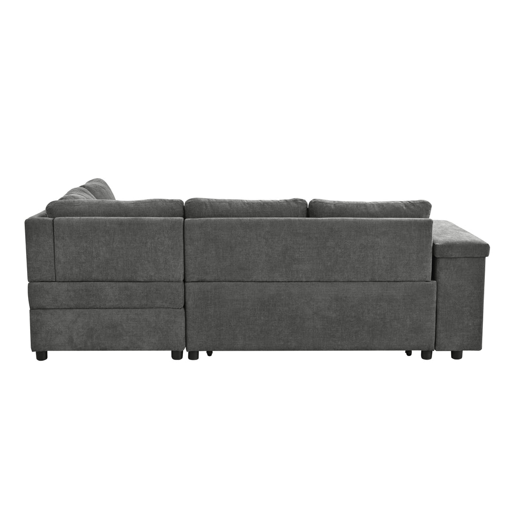 Mirod 91.5-Inch L Shaped Couch with Pull Out Bed and Storage Sectional Sleeper Sofa with Hidden Storage , Wide Armrest with storage,for Living Room, Apartment, Bedroom, Office - Grand Goldman Shop
