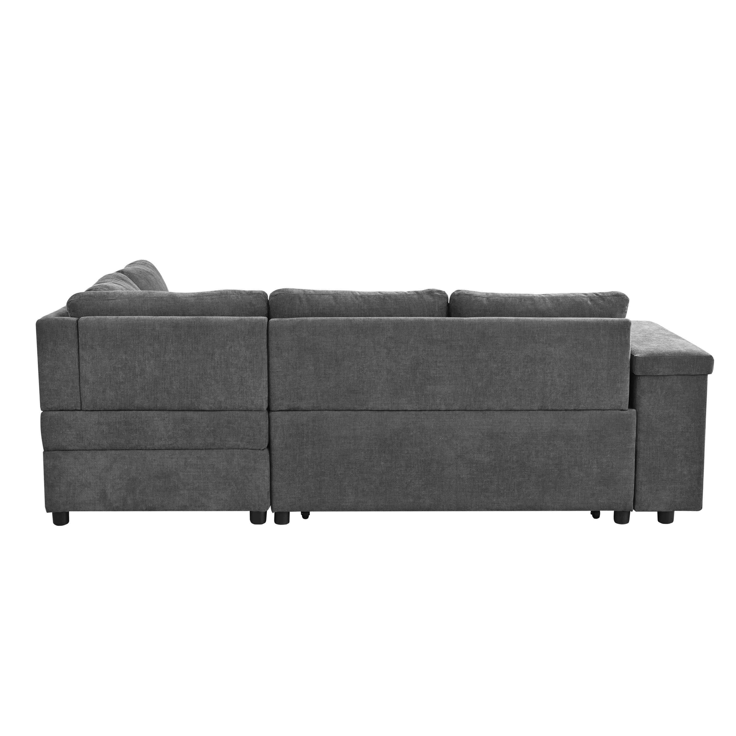 Mirod 91.5-Inch L Shaped Couch with Pull Out Bed and Storage Sectional Sleeper Sofa with Hidden Storage , Wide Armrest with storage,for Living Room, Apartment, Bedroom, Office - Grand Goldman Shop