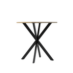 Modern 31.5 Inch Round Dining Table in Rustic Brown with Black Metal Legs, MDF Top for 2-4 People, Compact Kitchen or Dining Room Table - Grand Goldman Shop