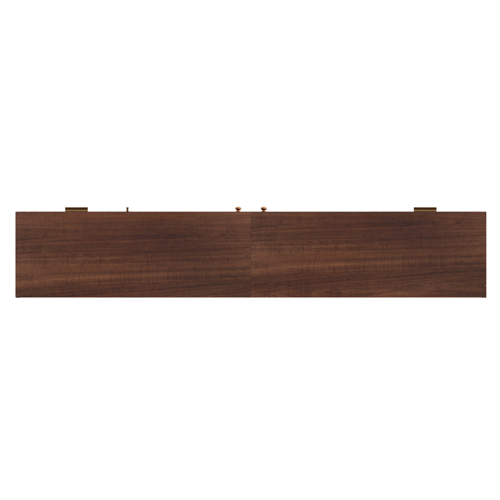 Modern 86 inch TV Stand for TVs up to 90 inches, Dark Brown Rattan Design with App-Controlled LED Lights, 2 Drawers & Glass Door Storage, MDF and Solid Wood Media Console - Grand Goldman Shop