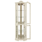 Curio Cabinet Lighted Glass Display Curio Cabinet w/Tempered Glass Doors and Shelves, Crown Corner Cabinet with Bulb, Corner Storage Decoration for Living room and Bedroom WHI - Grand Goldman Shop