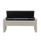 Modern Upholstered Bed End Bench with Storage, Comfy Light Grey Linen Foot Rest for Living Room and Bedroom - Grand Goldman Shop
