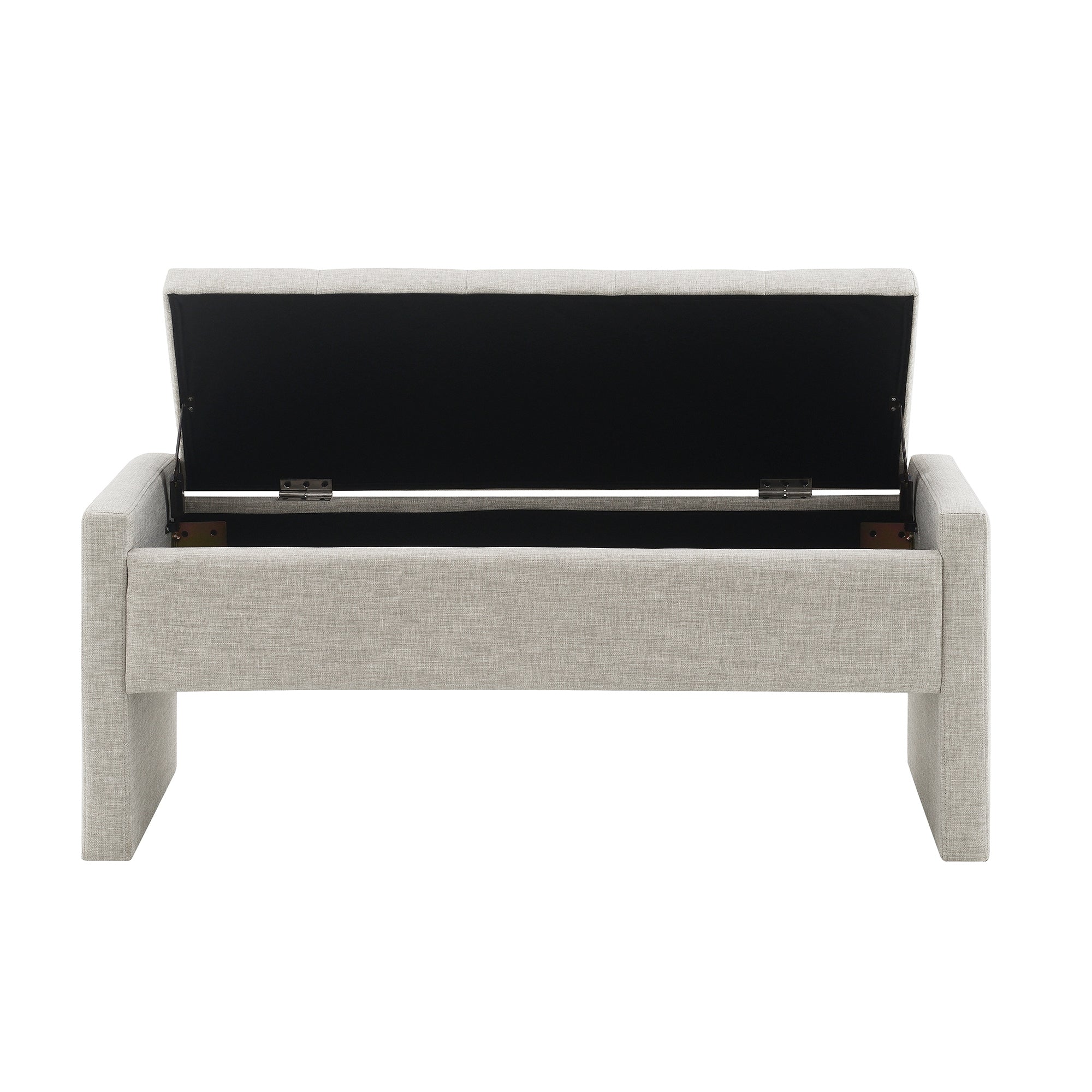 Modern Upholstered Bed End Bench with Storage, Comfy Light Grey Linen Foot Rest for Living Room and Bedroom - Grand Goldman Shop
