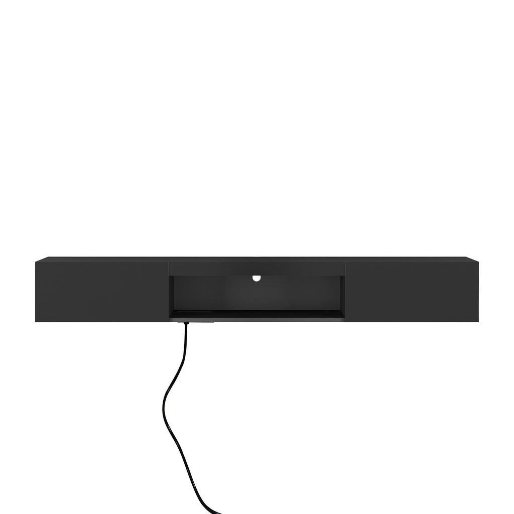 Floating TV Stand Wall Mounted with 16 Color LEDs,63' Modern TV Stand, Floating TV Cabinet Entertainment Center for 55 60 65 Inch TV,Black - Grand Goldman Shop