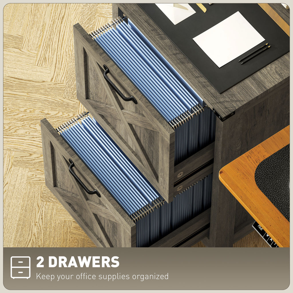 File Cabinet with 2 Drawers, Rustic Farmhouse Office Storage Cabinet - Grand Goldman