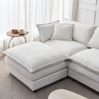 105' Modular Sectional Couch,Upholstered Soft Chenille Fabric Sofa,3 Seater with Ottoman L Shape Sofa Beige - Grand Goldman Shop