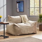 Allea Velveteen Bean Bag Chair with Armrests, Comfortable Velvet Seating, Taupe, 42x40x30 inches - Grand Goldman Shop