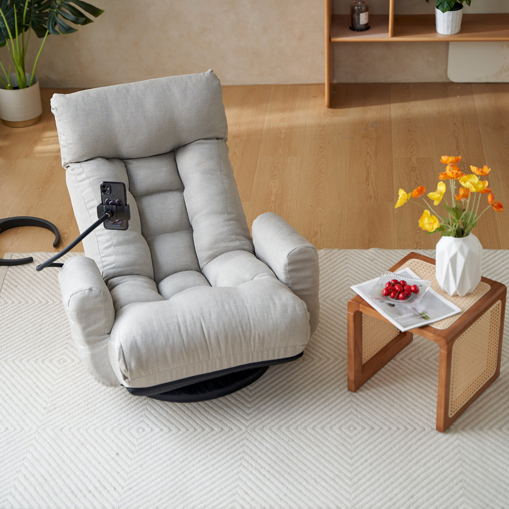 Adjustable Greay Swivel Lounge Chair with 360-Degree Rotating Seat and Headrest Support, Leisure Chair Deck Chair - Game Chair for Living Room - Grand Goldman Shop