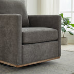 Modern Square Upholstered Swivel Accent Chair with Chenille Fabric, Charcoal, 30.7'W - Grand Goldman Shop