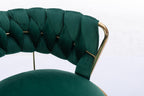 Set of 2  Bar Stools,with Chrome Footrest and Base Swivel Height Adjustable Mechanical Lifting Velvet + Golden Leg Simple Bar Stool-Green - Grand Goldman Shop