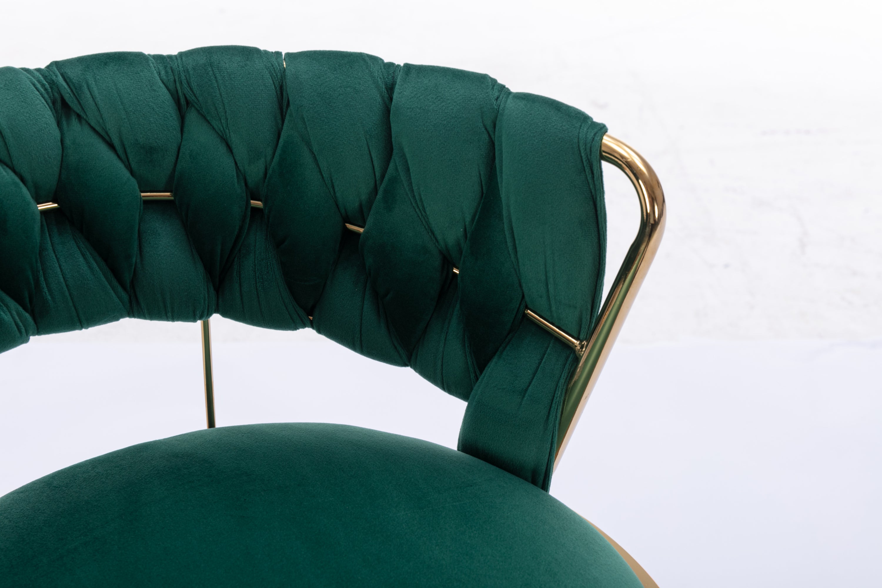 Set of 2  Bar Stools,with Chrome Footrest and Base Swivel Height Adjustable Mechanical Lifting Velvet + Golden Leg Simple Bar Stool-Green - Grand Goldman Shop