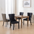Classic Velvet Dining Chairs,  High-end Tufted Solid Wood Contemporary Velvet Upholstered Dining Chair with Wood Legs Nailhead, SET OF 2,Black and Patterned,SW2201BK - Grand Goldman Shop