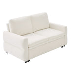 Convertible Sofa Bed 62.75' Loveseat with Adjustable Backrest and USB Ports in Beige Chenille Fabric - Grand Goldman Shop