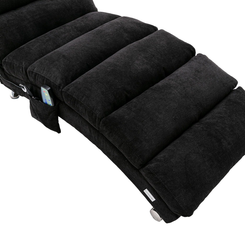 COOLMORE Luxury Upholstered Chaise Lounge Chair with Vibration for Relaxation, Modern Fixed Back Fabric Leisure Recliner Sofa for Living Room/Bedroom - Grand Goldman Shop