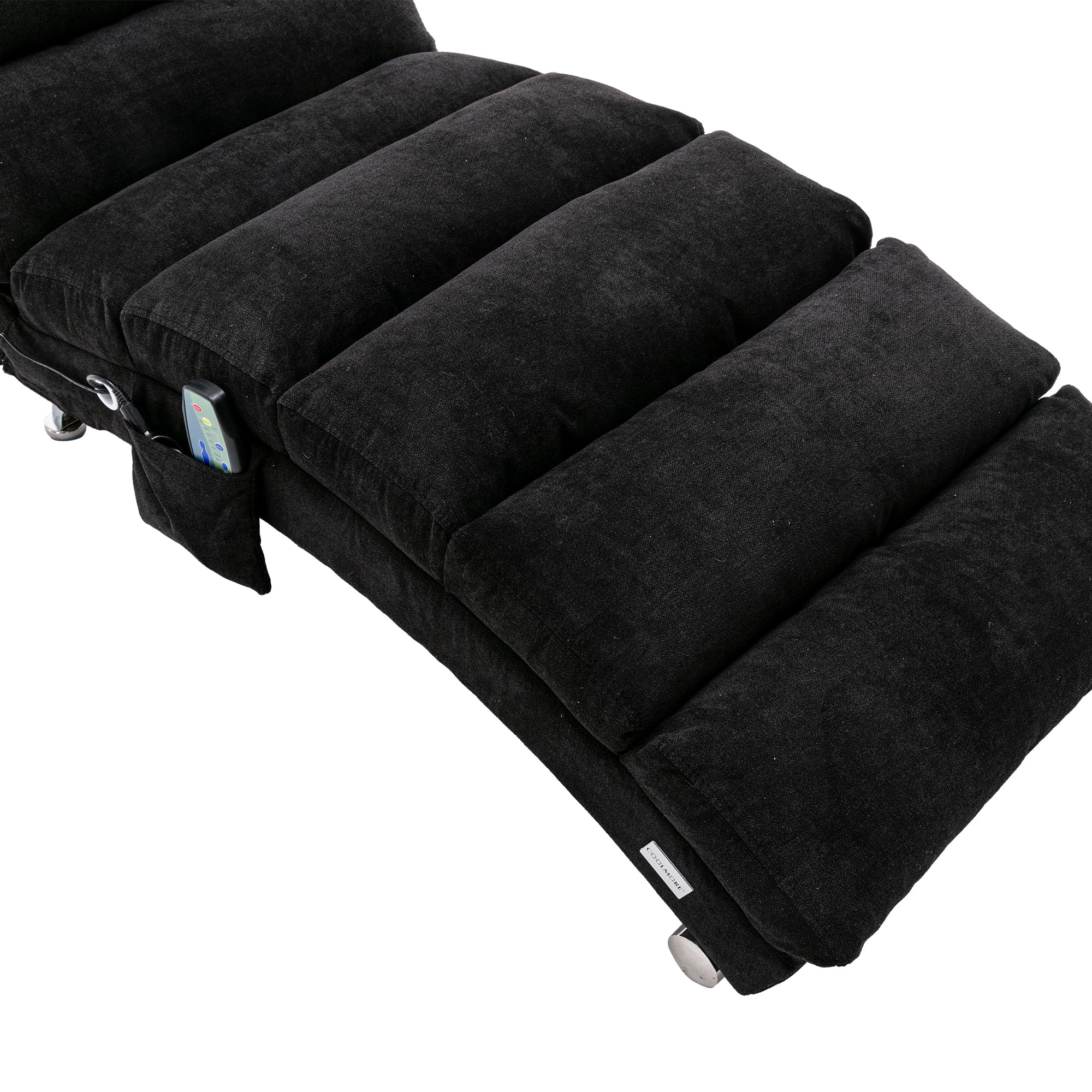 COOLMORE Luxury Upholstered Chaise Lounge Chair with Vibration for Relaxation, Modern Fixed Back Fabric Leisure Recliner Sofa for Living Room/Bedroom - Grand Goldman Shop