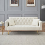 71 inch convertible love seat sofa, American retro beige velvet, suitable for small living room, bedroom, office - Grand Goldman Shop