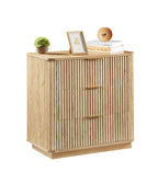 3 Drawers Drasser, 27.6'' Wide Modern Chest of Drawers Curved wave Design,Nightstand,Wood Drawer Organizer for Bedroom, Living Room, Hallway, Oak,27.6''W x 15.8''D x 27.4''H. - Grand Goldman Shop