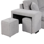 Modern Reversible L-Shape Pull Out Sleeper Sofa with Storage Chaise and Stools, Gray Linen, 104.5' - Grand Goldman Shop