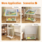 (WHITE) Wooden 1500 Piece Puzzle Table with Drawer, 35'*27.17' Adjustable Puzzle Table, 360° Tilting Puzzle Table with Legs a
