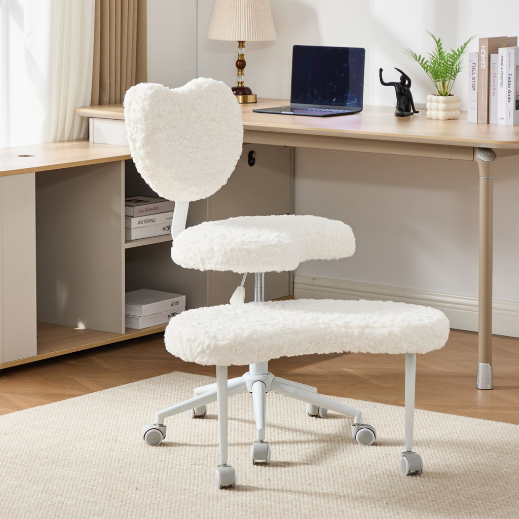 Artificial rabbit hair Meditation Chair Plus, Cross Legged Chair with Wheels, ADHD Chair, Criss Cross Desk Chair with Lumbar 