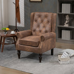 Modern Coffee Wood Frame Armchair with Sturdy Wood Legs and Microsuede Upholstery for Living Room - Grand Goldman Shop