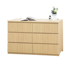 6 Drawer Storage Cabinet ,Dresser, Wood Storage Tower Clothes Organizer with Wavy drawer panel, Wide Chest of 6 Drawers, Large Storage Space for Bedroom, Hallway, Entryway Living Room Natural - Grand Goldman Shop