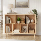 Pine Wood 7 Cube Bookshelf, 45.0'L x 28.5' H Storage Organizer for Books/Toys/Home, Modern Wooden Bookcase for Home/Office | 