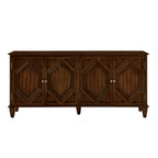 65.2' Mid Century Modern Sideboard Buffet Cabinet with Storage, Symmetrical Geometric Accent Coffee Bar Wine Bar Storage Cabinet, Large Console Table for Living Room/Entryway/Kitchen, Walnut - Grand Goldman Shop