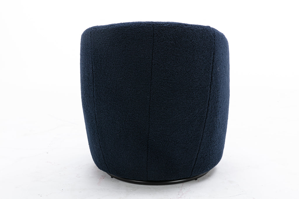 Teddy Fabric Swivel Accent Armchair Barrel Chair With Black Powder Coating Metal Ring,Dark Blue - Grand Goldman Shop