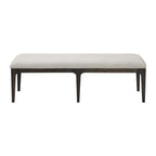 Brown Upholstered Bench with Cream Polyester Fabric, Wood Frame, 18.8' L x 60.8' W x 19.0' H - Grand Goldman Shop