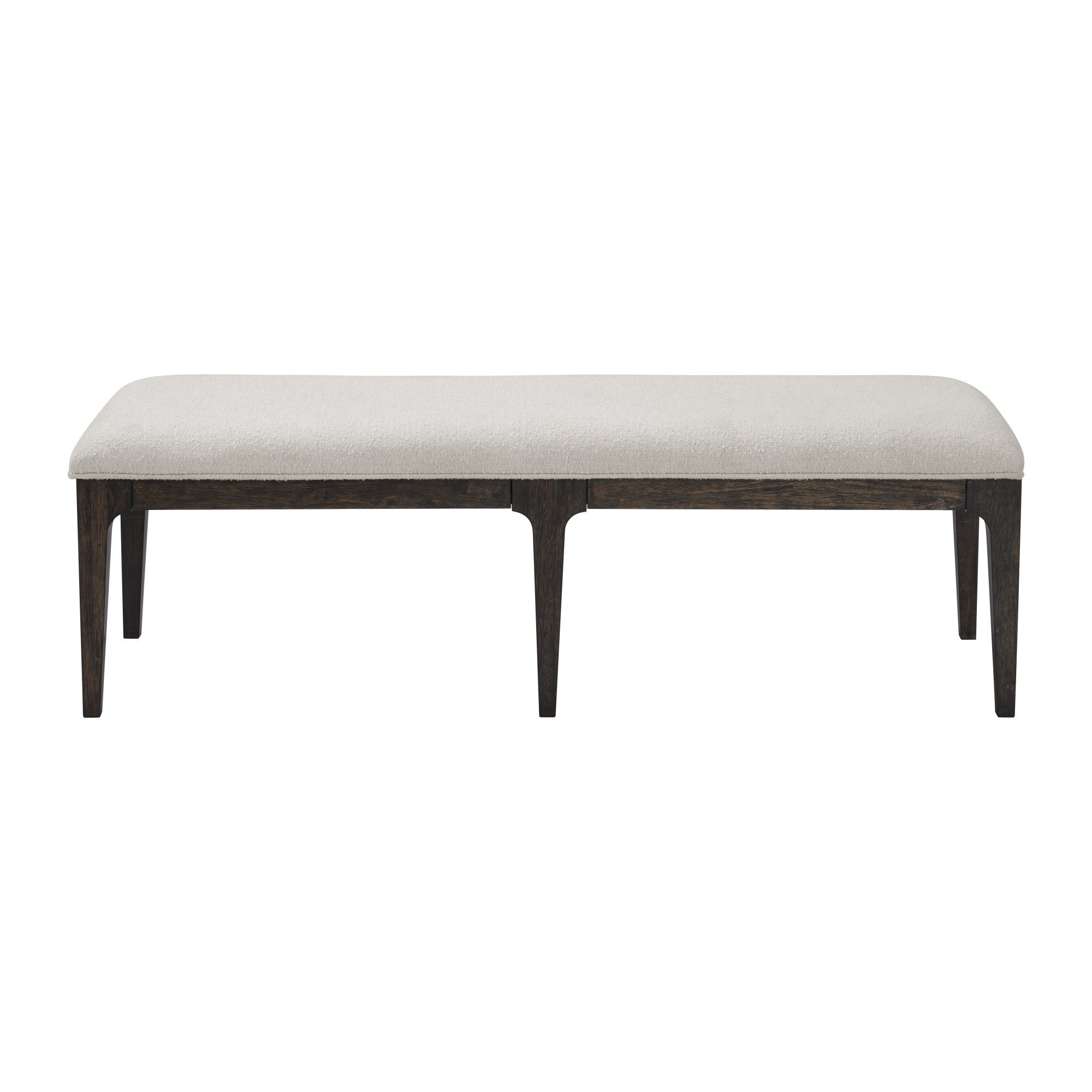 Brown Upholstered Bench with Cream Polyester Fabric, Wood Frame, 18.8' L x 60.8' W x 19.0' H - Grand Goldman Shop