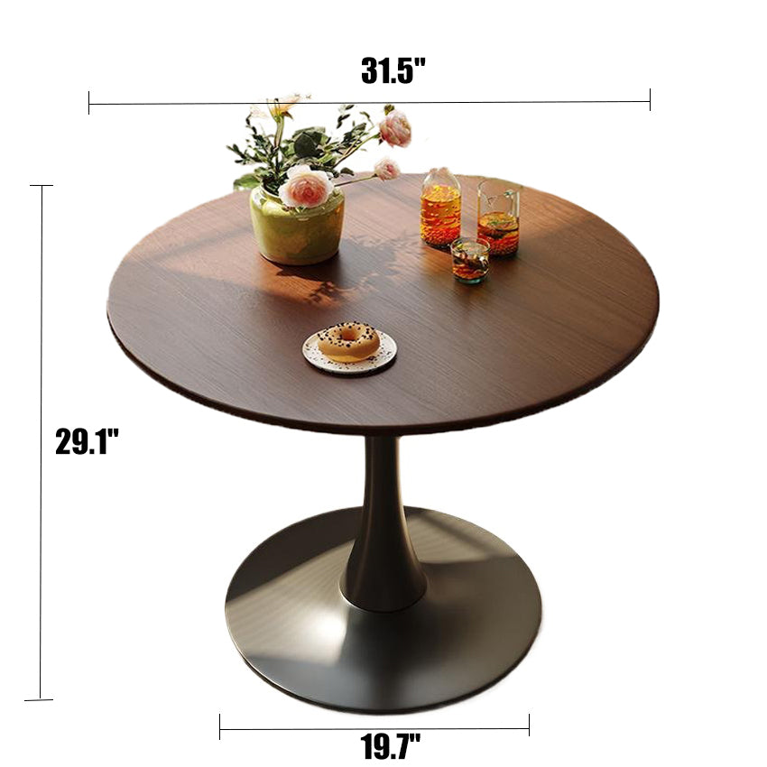 (Walnut Color) Round Table, ∅31.5'' Modern Dining Table, Dining Table,MDF Top and Steel Base Tulip Round Kitchen Table,Kitchen Table, Mid Century Coffee Table for Living Room, Oval Dining Table - Grand Goldman Shop