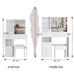 29.2' Small Space Left Drawer Desktop Vanity Table + Cushioned Stool, Extra Large Right sliding mirror, Multi Layer High Capacity Storage, Practical Fashionable Dresser, EPA, GCC, UL Certificate - Grand Goldman Shop