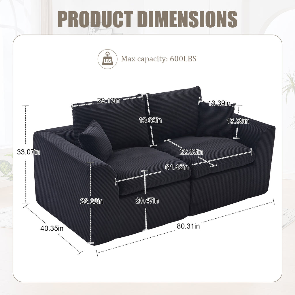 UNITED WE WIN Modular Sectional Sofa Cloud Couch,Comfy Cloud Modern Sofa,2 Seater with Cushion Covers Removable Furniture for Living Room Bedroom Apartments Dorms,No Assembly Required - Grand Goldman Shop