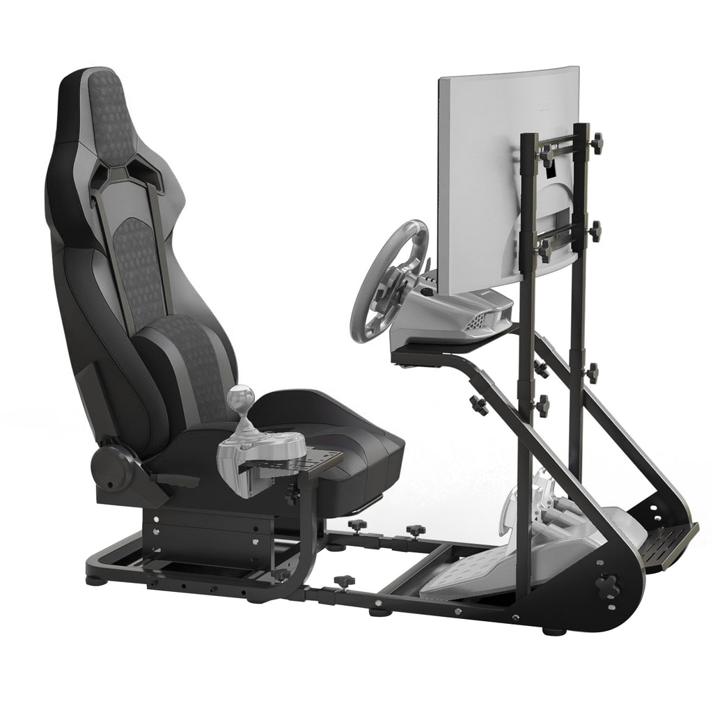 Enhanced and stable racing wheel cockpit, compatible with Fanatec, PXN, Thrustmaster, and Logitech adjustable driving simulat