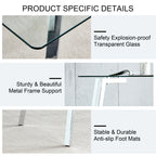 Glass Dining Table Modern Minimalist Rectangular  for 4-6 with 0.31' Tempered Glass Tabletop and plating Metal Legs, Writing Table Desk, for Kitchen Dining Living Room, 51' W x 31'D x 30' H 1123 - Grand Goldman Shop