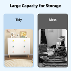 Kids 3 Drawer Dresser, White Nursery Storage Cabinet with Anti-Tip Safety Feature, Solid Wood and MDF Construction, Compact D
