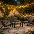 Outdoor-Rattanmöbel-Set, 4-teiliges Terrassenmöbel-Set, Garten-Essmöbel-Set